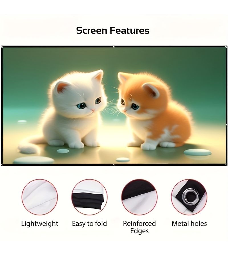 White Soft Screen 60 Inch Foldable HD Home Theater Portable Display Outdoor Movie Spandex Screen 1080P - Image 5