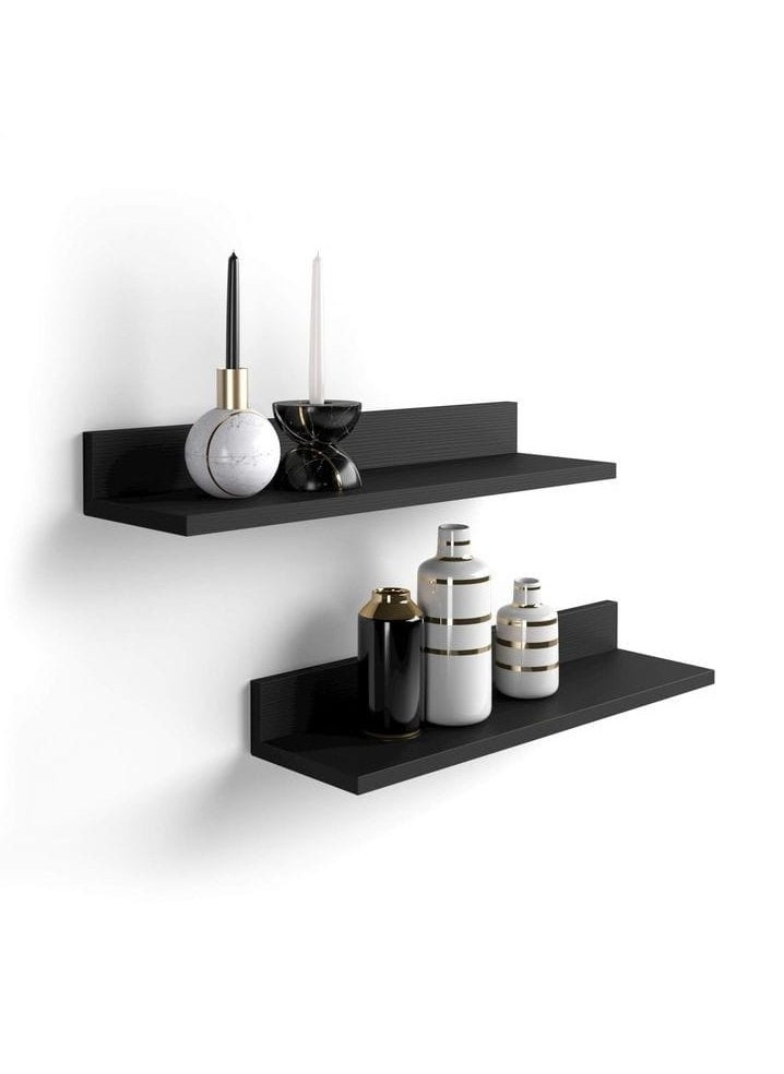 Generic - Two-piece black wooden shelves, one size - Image 1