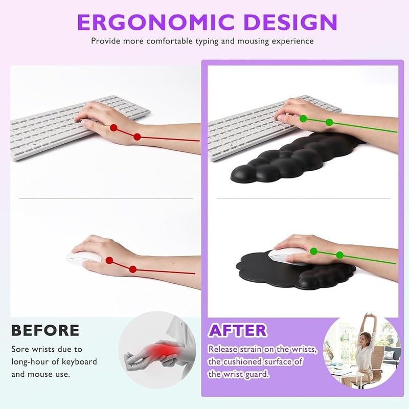 ALMEKAQUZ { "titleAr": "وسادة معصم الكيبورد والفأرة ALMEKAQUZ Cloud Wrist Rest - راحة لمعصميك ويديك، مناسبة للمكتب المنزلي، الألعاب، اللابتوب، وأجهزة Mac، مع وسادة فأرة مبطنة بإسفنج ذاكري مريح" "detailsAr": "✅️【تصميم فريد ومبتكر】: وسادة معصم الك - Image 5
