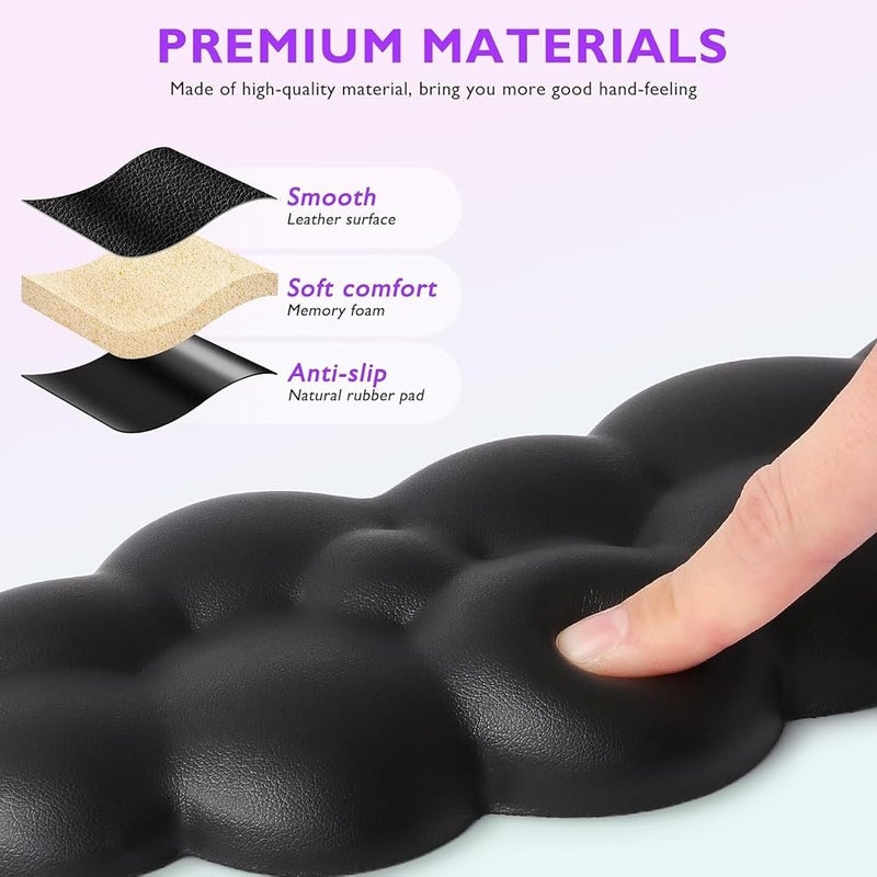 ALMEKAQUZ { "titleAr": "وسادة معصم الكيبورد والفأرة ALMEKAQUZ Cloud Wrist Rest - راحة لمعصميك ويديك، مناسبة للمكتب المنزلي، الألعاب، اللابتوب، وأجهزة Mac، مع وسادة فأرة مبطنة بإسفنج ذاكري مريح" "detailsAr": "✅️【تصميم فريد ومبتكر】: وسادة معصم الك - Image 3