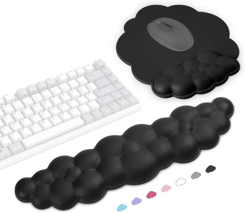 ALMEKAQUZ { "titleAr": "وسادة معصم الكيبورد والفأرة ALMEKAQUZ Cloud Wrist Rest - راحة لمعصميك ويديك، مناسبة للمكتب المنزلي، الألعاب، اللابتوب، وأجهزة Mac، مع وسادة فأرة مبطنة بإسفنج ذاكري مريح" "detailsAr": "✅️【تصميم فريد ومبتكر】: وسادة معصم الك - Image 1