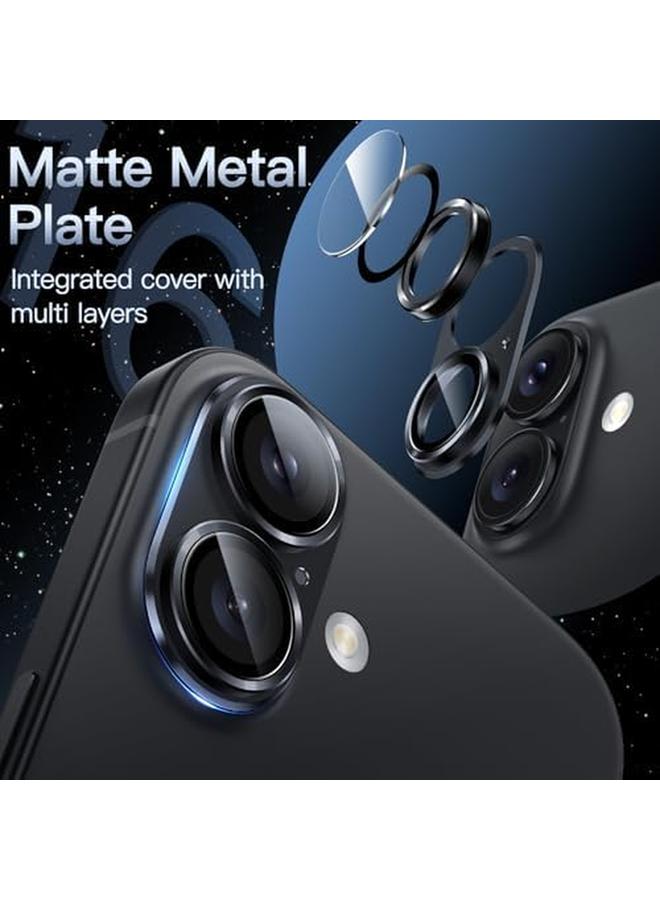 جي تيك واقي عدسة الكاميرا لهاتف آيفون 16 مقاس 6.1 بوصة وآيفون 16 بلس مقاس 6.7 بوصة بتغطية كاملة وغطاء حلقي من الزجاج المقوى 9H مع لوحة معدنية غير لامعة، عبوة واحدة باللون الأسود - Image 2