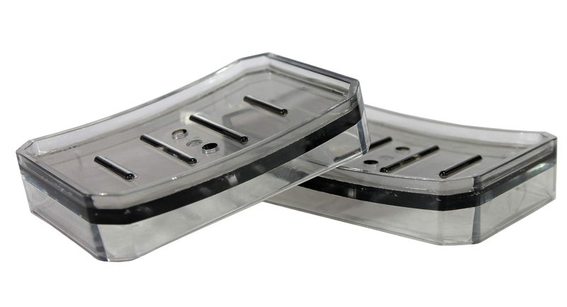 KLEO - Small Soap Dish (Set of 2) | Acrylic Soap Holder Case | Soap Tray | Bath Accessories | Home Decor | Bath Accents (Grey) - Image 1