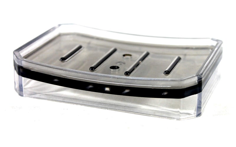 KLEO - Small Soap Dish (Set of 2) | Acrylic Soap Holder Case | Soap Tray | Bath Accessories | Home Decor | Bath Accents (Grey) - Image 5