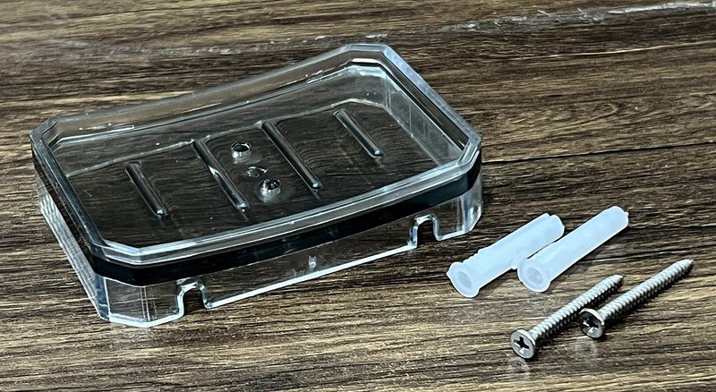 KLEO - Small Soap Dish (Set of 2) | Acrylic Soap Holder Case | Soap Tray | Bath Accessories | Home Decor | Bath Accents (Grey) - Image 3