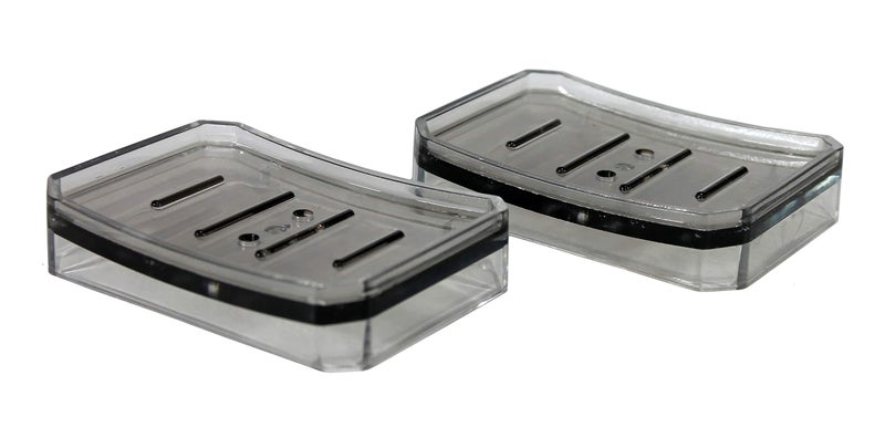 KLEO - Small Soap Dish (Set of 2) | Acrylic Soap Holder Case | Soap Tray | Bath Accessories | Home Decor | Bath Accents (Grey) - Image 2