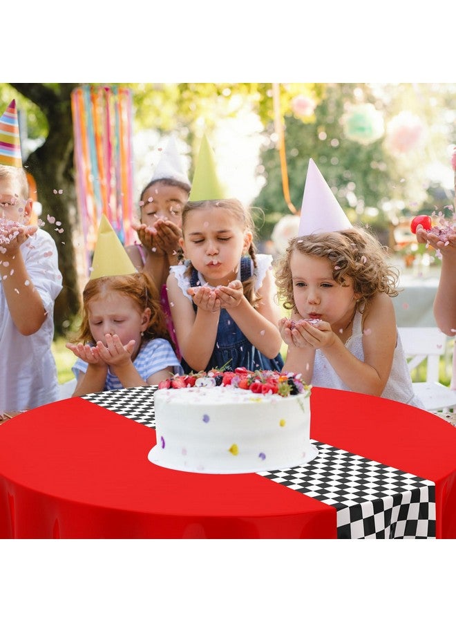 Oudain Plastic Racing Tablecloth, Round, Red, 6 Pcs, 84 inches - Image 4