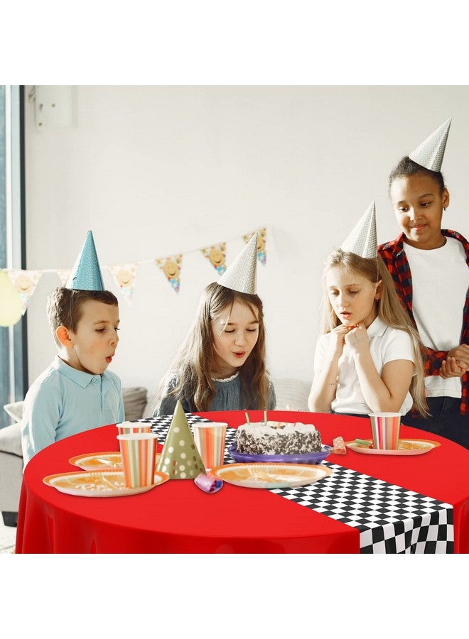 Oudain Plastic Racing Tablecloth, Round, Red, 6 Pcs, 84 inches - Image 5