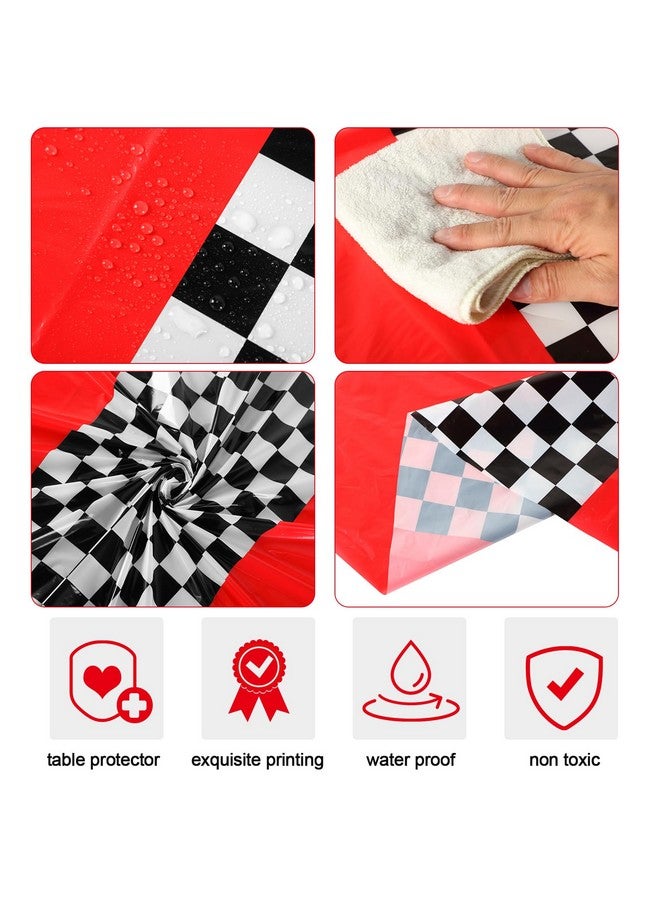 Oudain Plastic Racing Tablecloth, Round, Red, 6 Pcs, 84 inches - Image 2