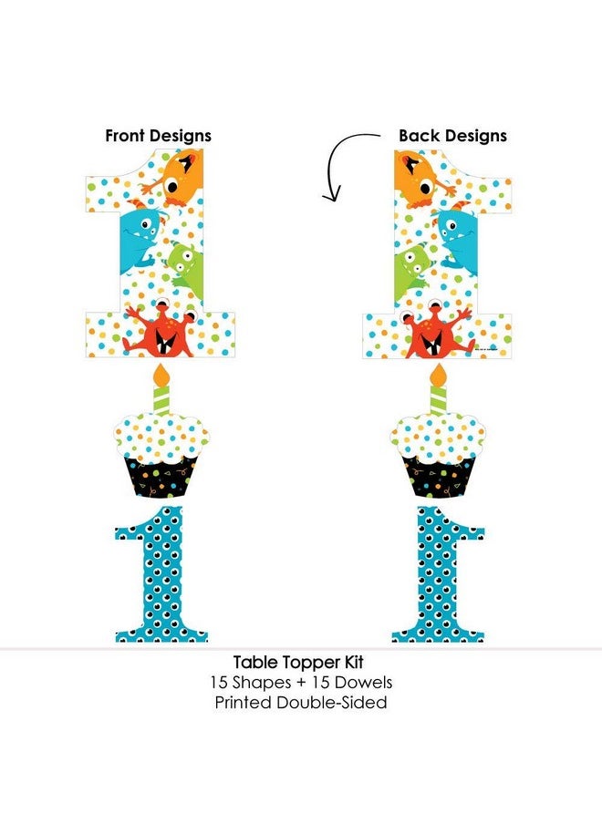 Big Dot of Happiness - 1St Birthday Monster Bash Little Monster First Birthday Party Centerpiece Sticks Table Toppers Set Of 15 - Image 1