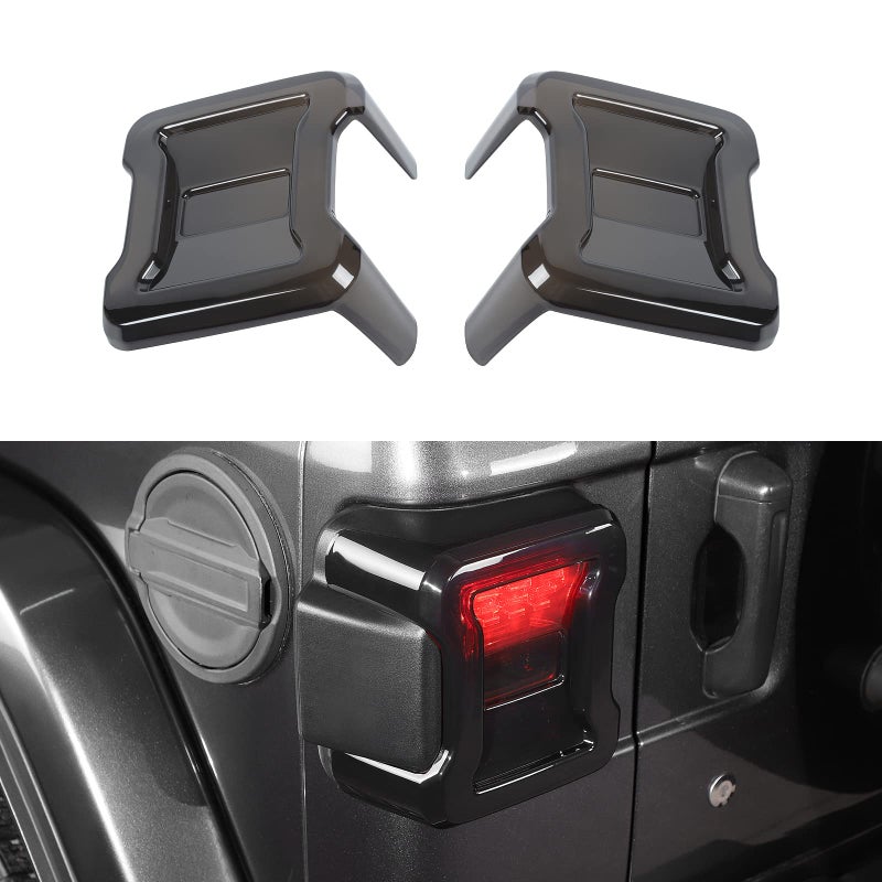 JeCar Smoked LED Tail Light Covers Rear Light Guards Exterior Accessories Compatible with Jeep Wrangler JL JLU 20182023 Black