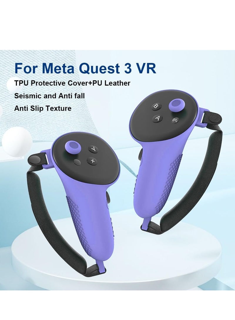 Barakah 1 Pair TPU Controller Grips for Meta Quest 3 Comfortable Silicone Cover with Non Slip Controller Grips Lid Left and Right Shockproof Reserve Precise Hole Positions Anti Fall for Meta Quest 3 Purple - Image 3