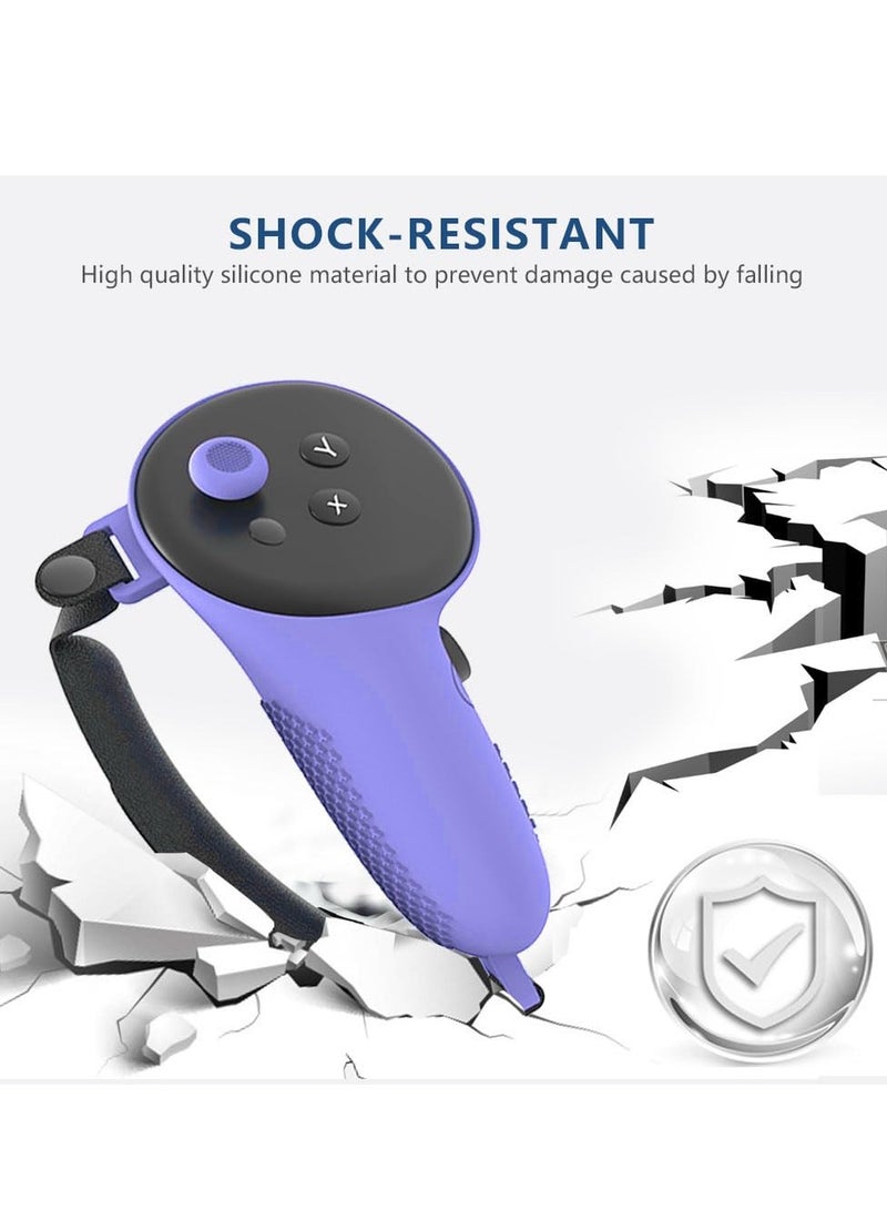 Barakah 1 Pair TPU Controller Grips for Meta Quest 3 Comfortable Silicone Cover with Non Slip Controller Grips Lid Left and Right Shockproof Reserve Precise Hole Positions Anti Fall for Meta Quest 3 Purple - Image 2