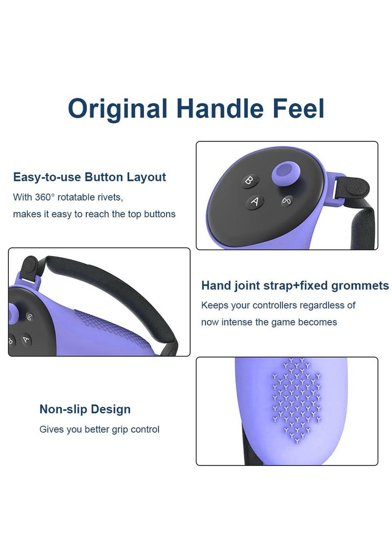 Barakah 1 Pair TPU Controller Grips for Meta Quest 3 Comfortable Silicone Cover with Non Slip Controller Grips Lid Left and Right Shockproof Reserve Precise Hole Positions Anti Fall for Meta Quest 3 Purple - Image 4
