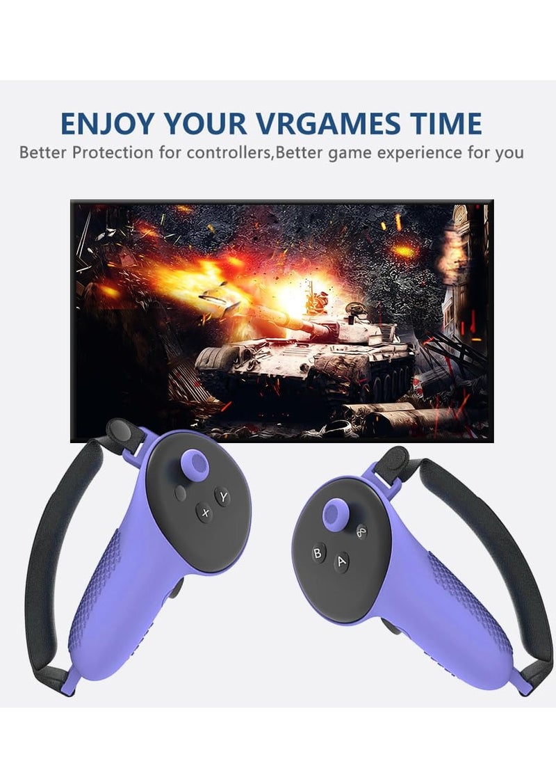 Barakah 1 Pair TPU Controller Grips for Meta Quest 3 Comfortable Silicone Cover with Non Slip Controller Grips Lid Left and Right Shockproof Reserve Precise Hole Positions Anti Fall for Meta Quest 3 Purple - Image 5