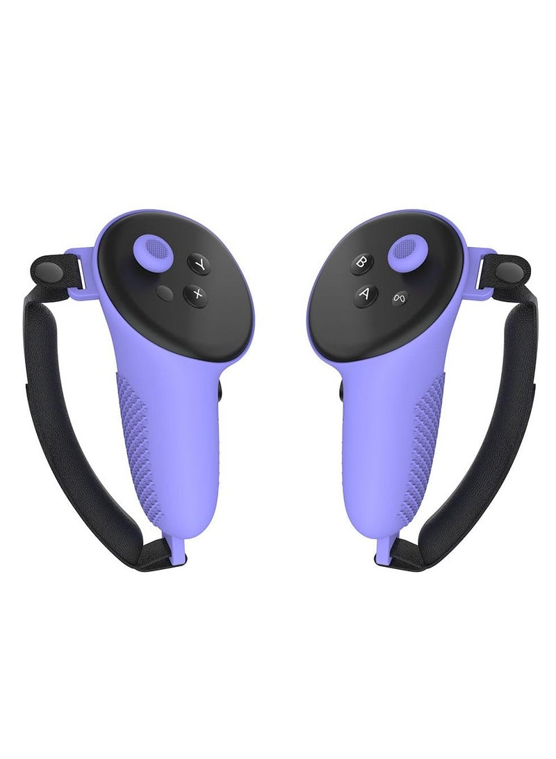 Barakah 1 Pair TPU Controller Grips for Meta Quest 3 Comfortable Silicone Cover with Non Slip Controller Grips Lid Left and Right Shockproof Reserve Precise Hole Positions Anti Fall for Meta Quest 3 Purple - Image 1