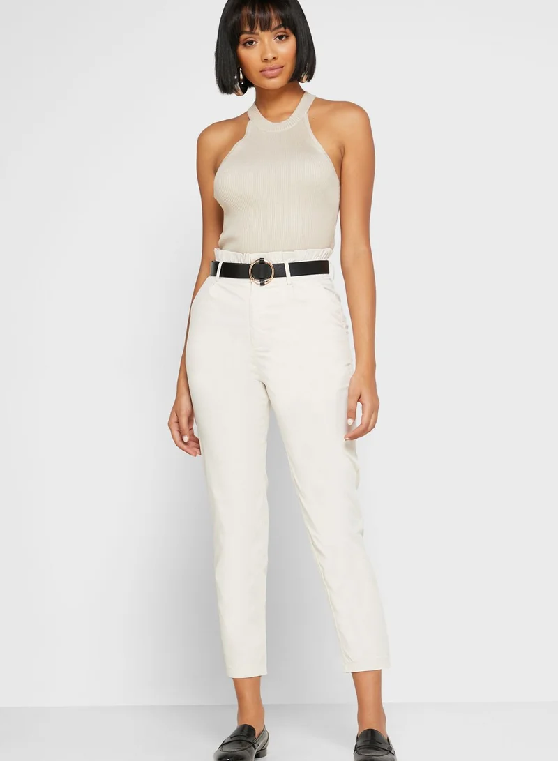 ELLA Paperbag Waist Belted Cigarette Pants