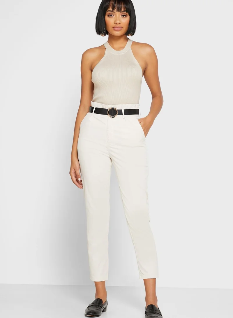 ELLA Paperbag Waist Belted Cigarette Pants