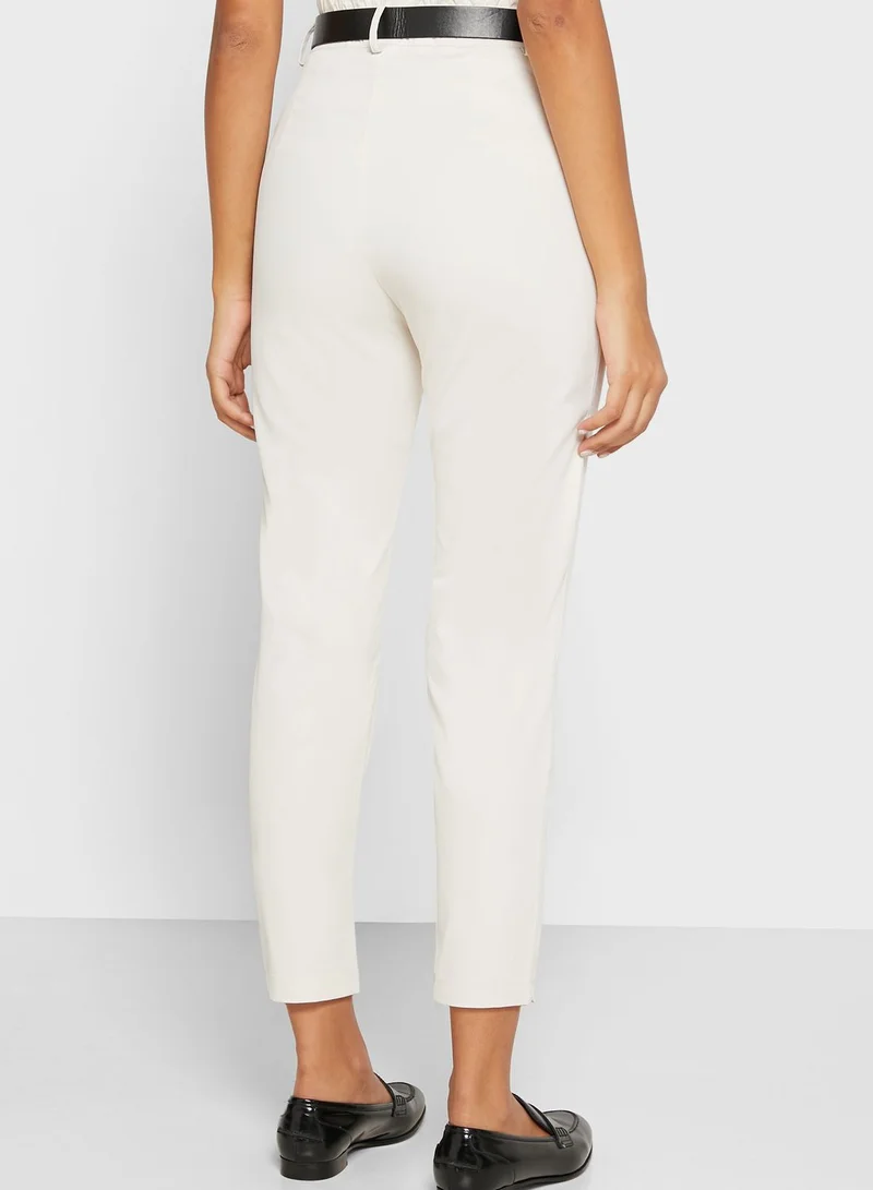 ELLA Paperbag Waist Belted Cigarette Pants