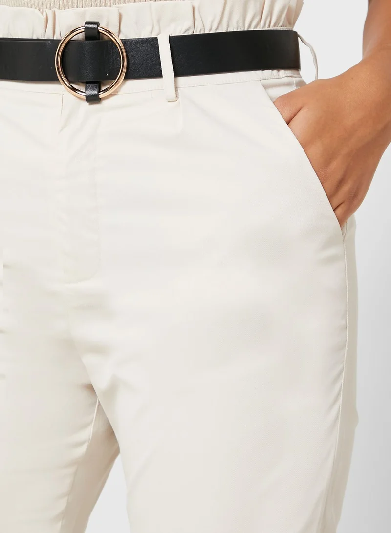 ELLA Paperbag Waist Belted Cigarette Pants