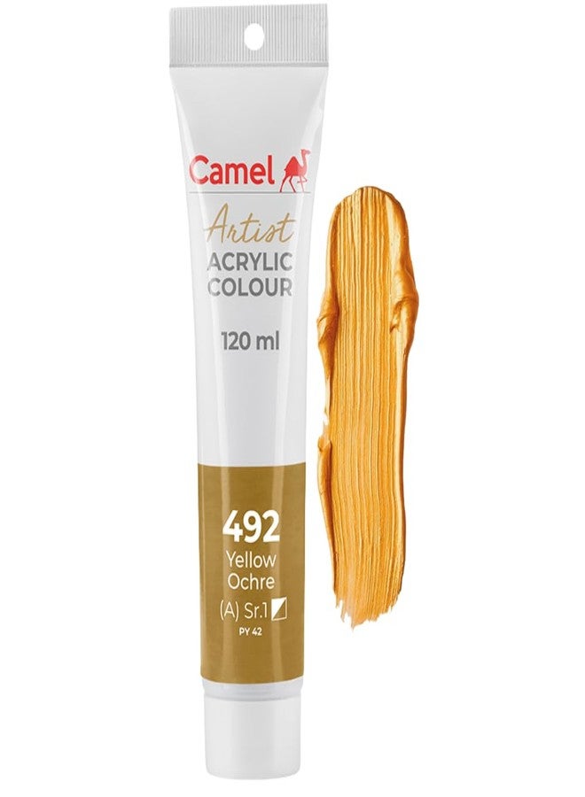 camel Camlin Kokuyo Artist Acrylic Colour Tubes 120ml Yellow Ochre 492