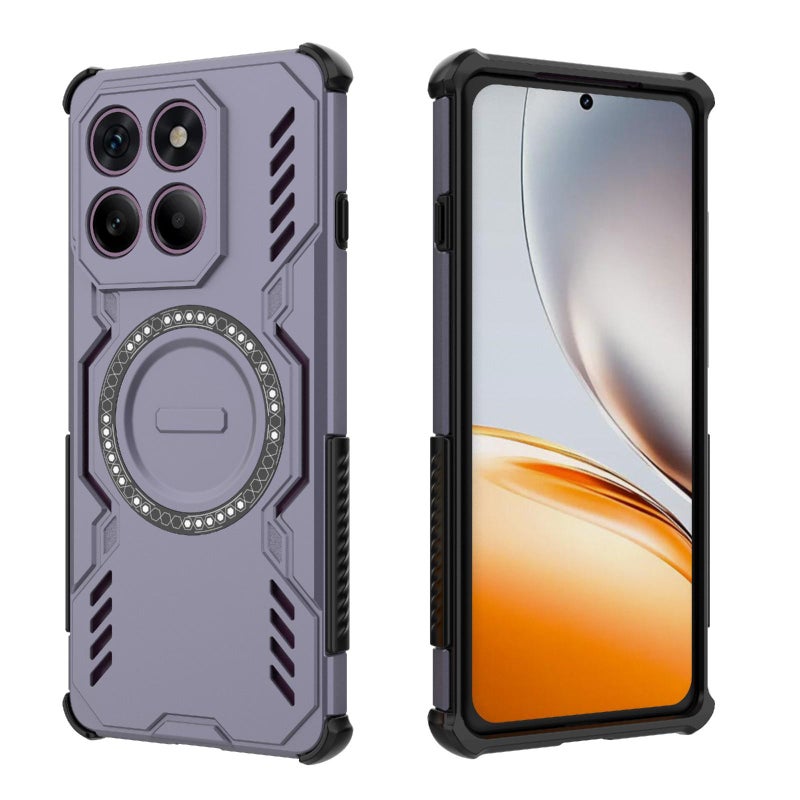 erorex For Motorola Edge 60 Pro 5G  Armor MagSafe Magnetic Ring Shockproof Phone Case(Purple) - Image 4