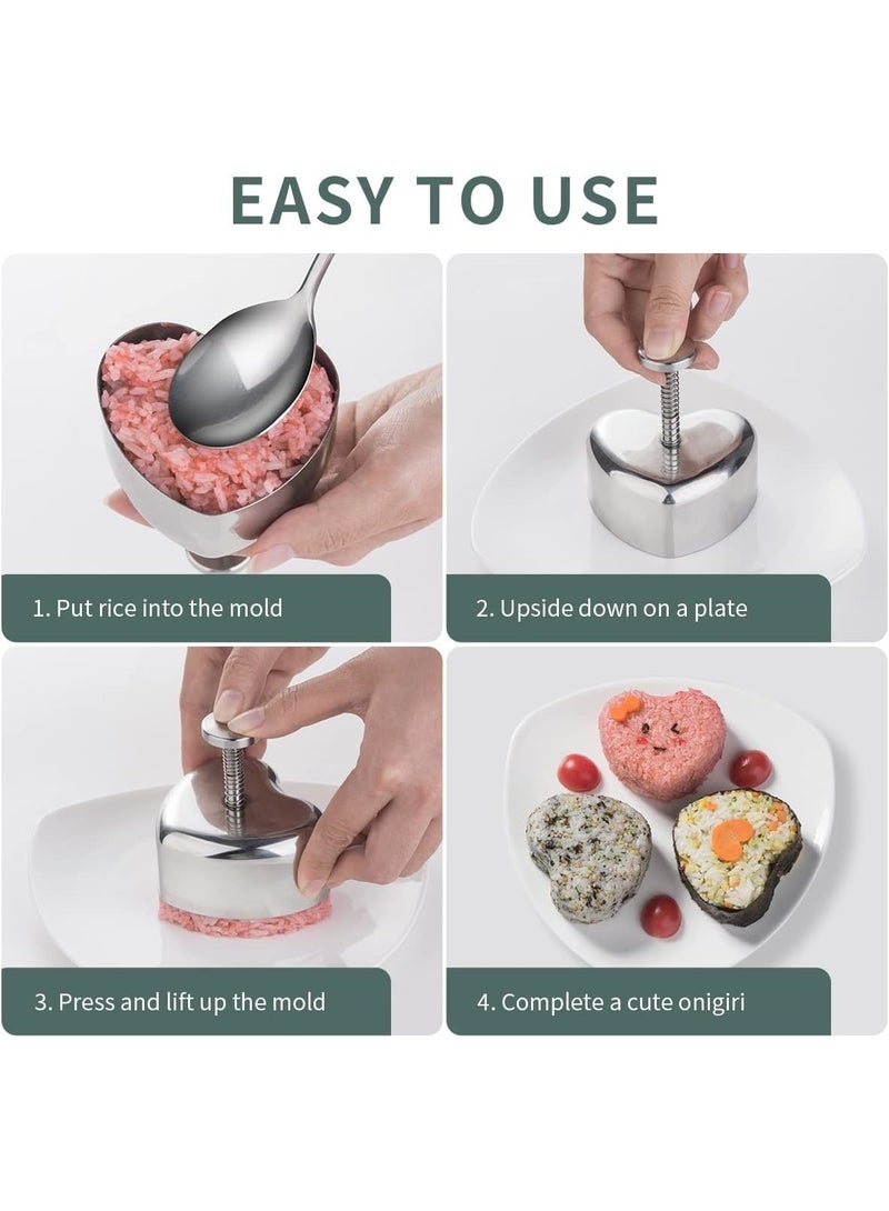 Heart-Shaped Onigiri and Spam Musubi Mold - Stainless Steel Rice Ball Mold - Valentine's Day Gifts for Kids - Image 3