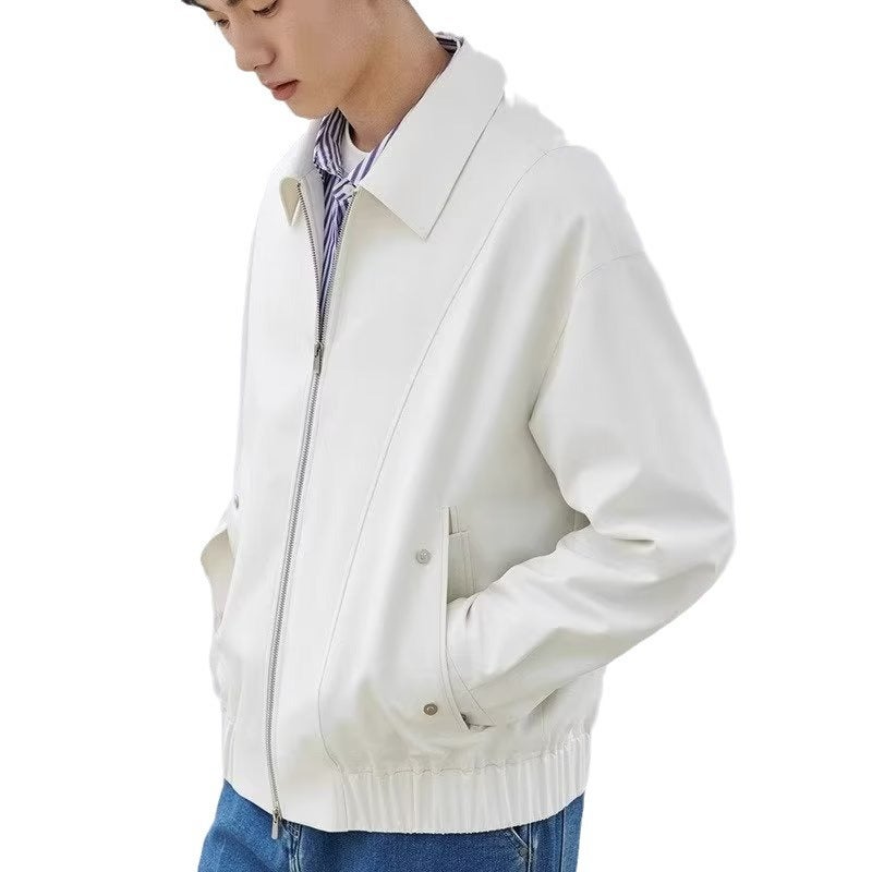 Light mature style Autumn New lapel workwear jacket mens casual all-matching spring and autumn mens fashion administrative jacket top Khaki - Image 5