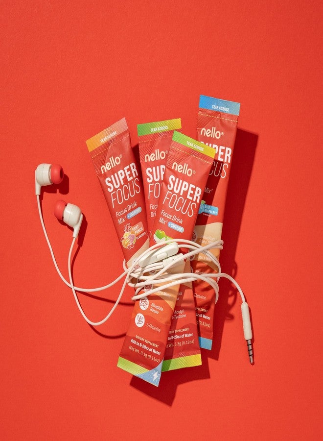 Nello Superfocus – Nootropic Focus Drink Mix for Productivity, Caffeine, L-Theanine, Rhodiola Rosea, Alpha-GPC, Lion’s Mane, Tyrosine, Sugar-Free Packets - With Caffeine (Pack of 20) (20 Servings (Caffeine), Fruit Punch) - Image 3