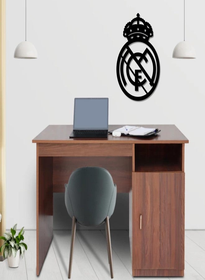 AD INFINITUM® Football Club Logo Wooden plaque | Hanging Wall Art Decor for Living Room Bedroom Kitchen Office | Aesthetic Gift for Football Fan (Real Madrid CF, Black (Single Layer)) - Image 3