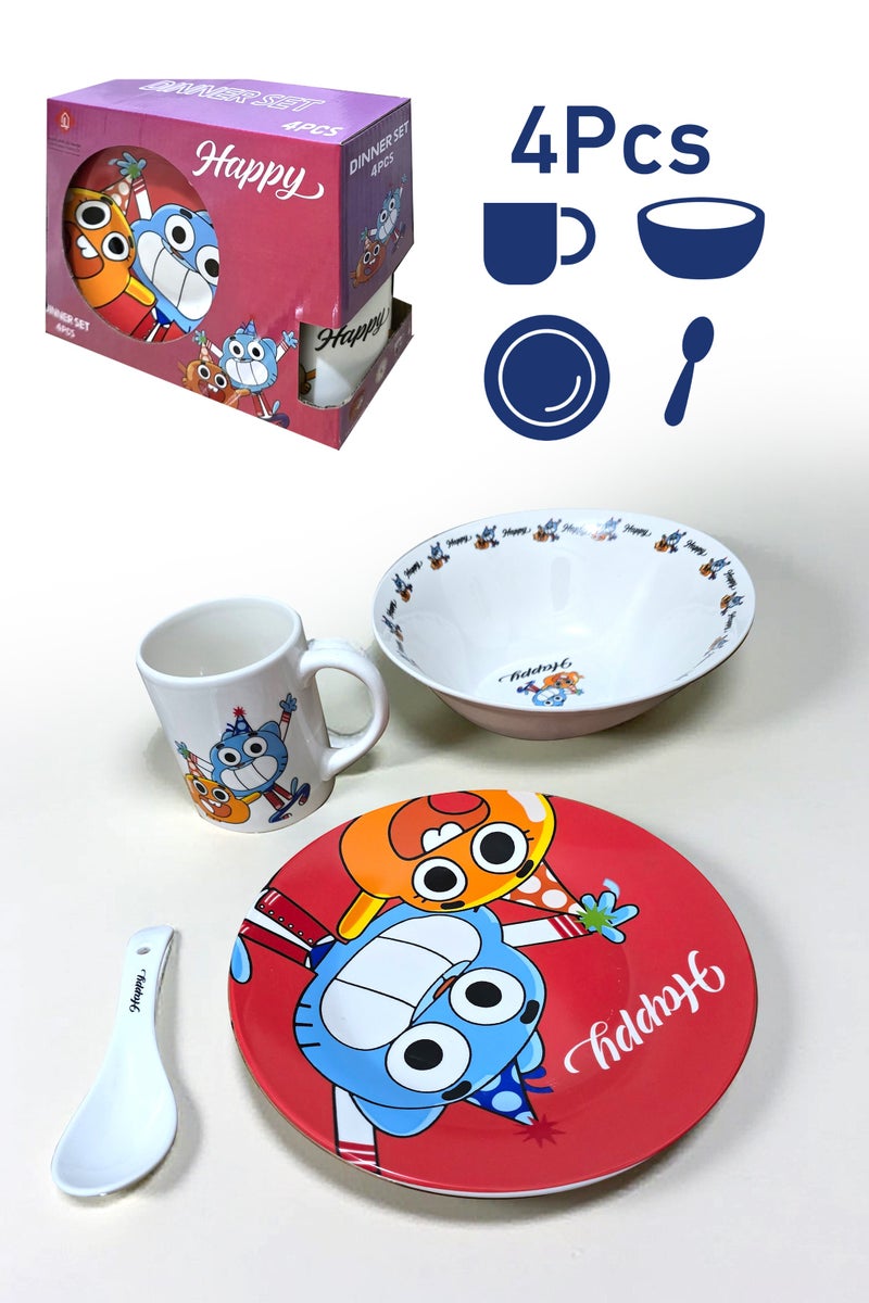 GUMBALL طقم 4 قطع لشخصيات غامبول مكون من صحنين وكوب ومعلقة - Image 1