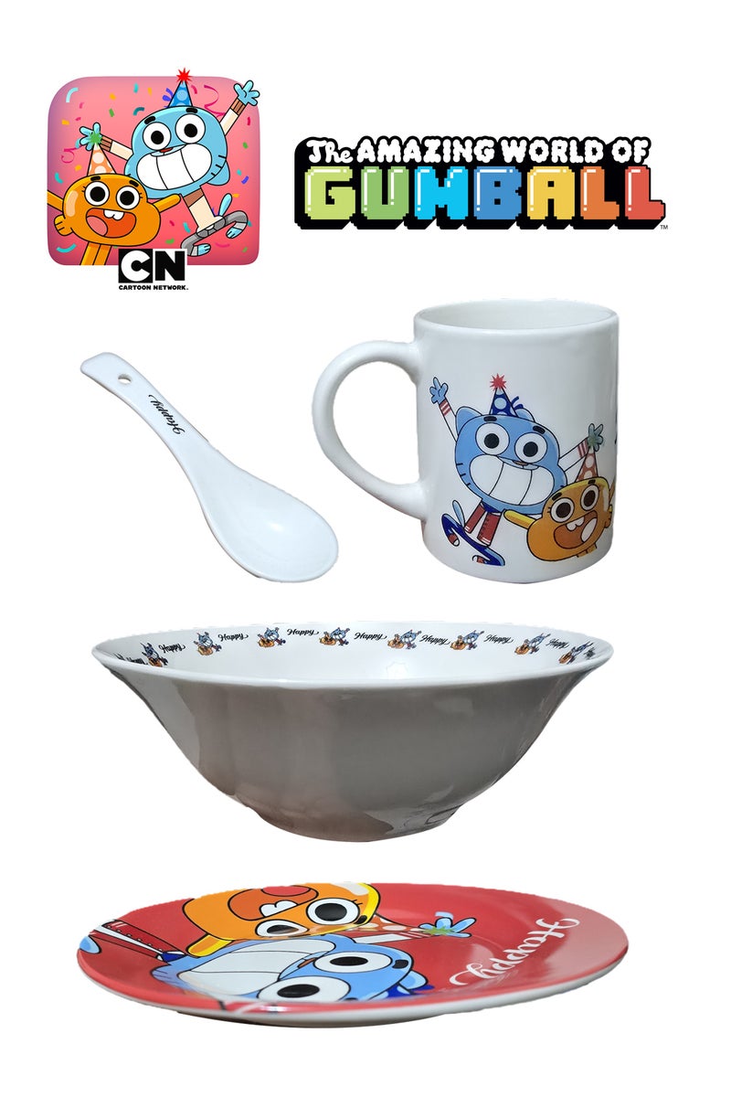 GUMBALL طقم 4 قطع لشخصيات غامبول مكون من صحنين وكوب ومعلقة - Image 2