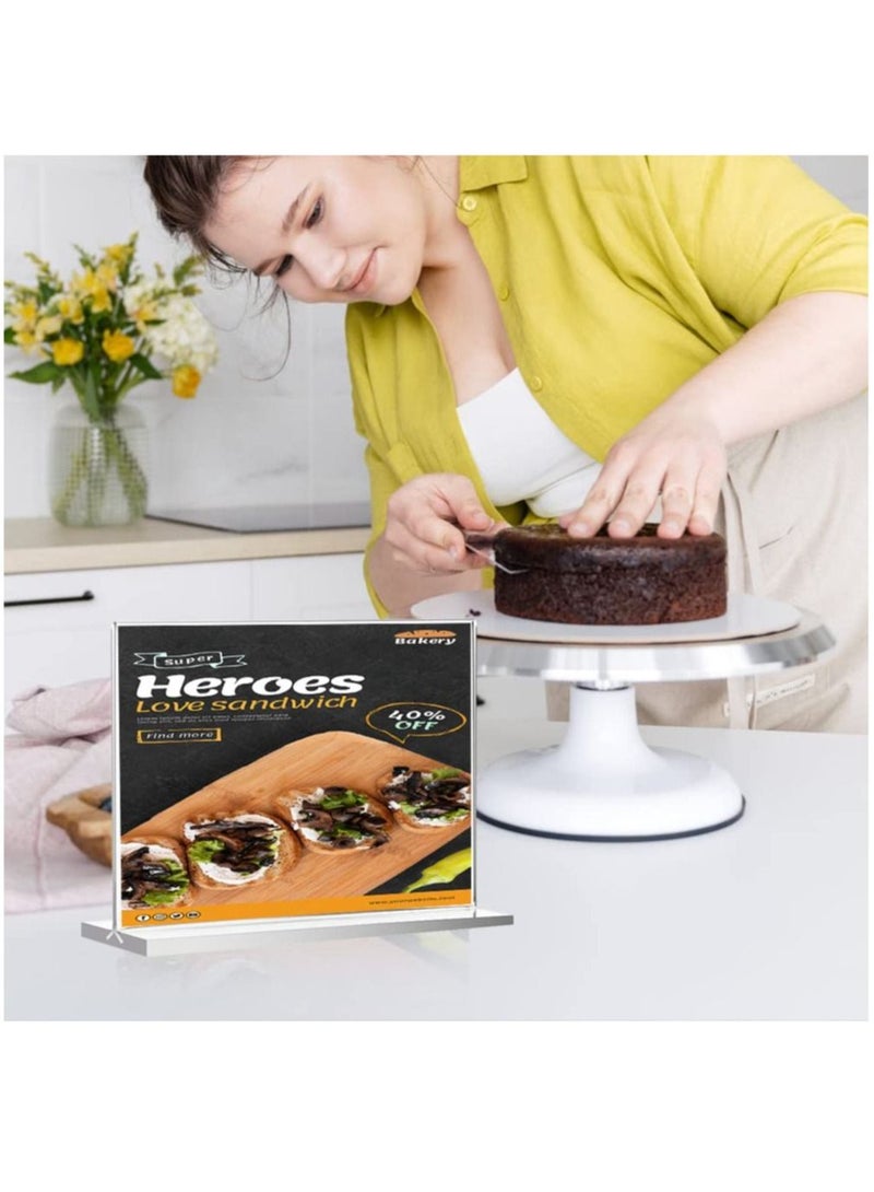 Acrylic Sign Holder A5, T-Shape Advertising Display Clear Acrylic, Menu Card Holder for Photo, Office, Restaurant, Cafe, Shop (A5 5 Pack)