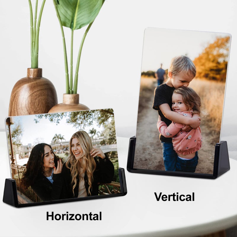 بوكسالات Boxalls 2 حزمة إطارات صورة أكريليك 8x10 مع إطار صور قاعدي أسود شفاف لمكافحة بدون إطار للمنضل أو عرض سطح المكتب (أفقي + عمودي) - Image 3