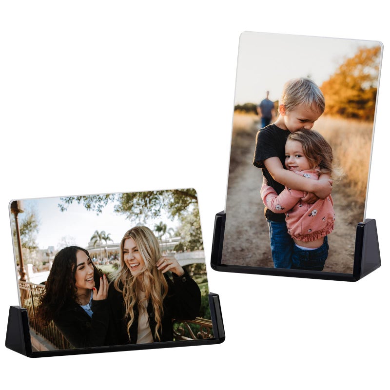 بوكسالات Boxalls 2 حزمة إطارات صورة أكريليك 8x10 مع إطار صور قاعدي أسود شفاف لمكافحة بدون إطار للمنضل أو عرض سطح المكتب (أفقي + عمودي) - Image 1