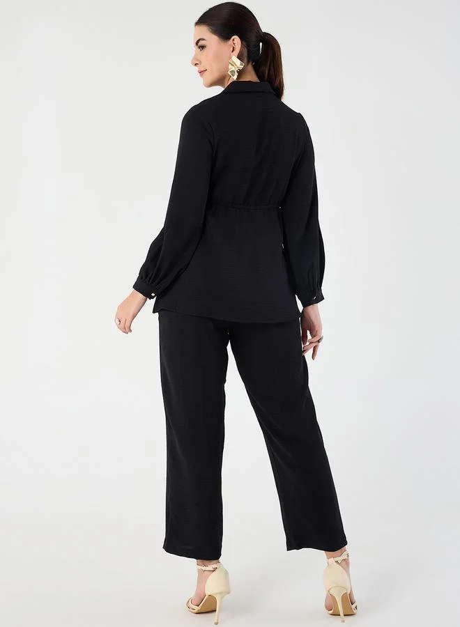 فيميلا Femmella Drawstring Detail Shirt and Tapered Pants Co-Ords