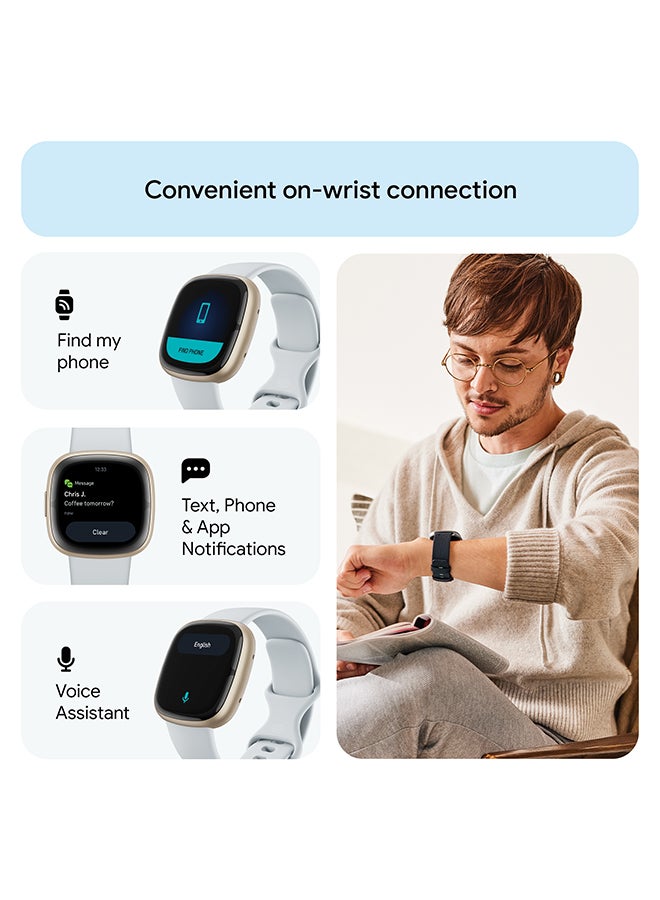 Fitbit Sense 2, Health and Fitness Smartwatch with built-in GPS, advanced health features, up to 6 days battery life - compatible with Android and iOS Blue Mist / Soft Gold Aluminium - Image 5
