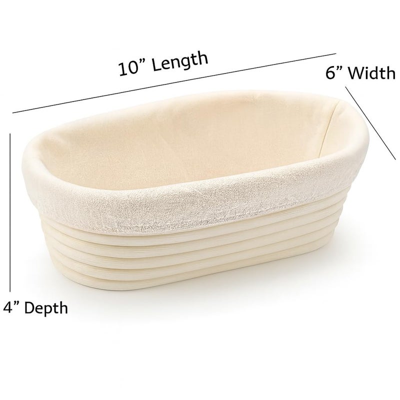 Saint Germain Bakery سلة خبز دائرية فاخرة من سان جيرمان مع بطانة - سلة تخمير مثالية لصنع خبز جميل (10 بوصة بيضاوي) - Image 4