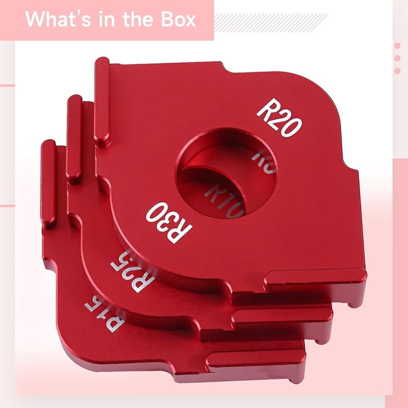 مجموعة قوالب النجارة لتقويس الحواف من سبائك الألمنيوم، قالب تقويس الزوايا الدائرية R5 و R30، مجموعة من 3 قطع - Image 4