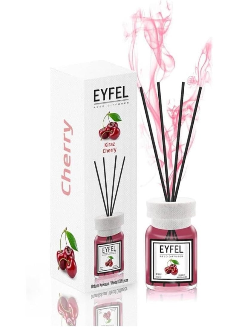 EYFEL Cherry Reed Diffuser, 120ml (4.0 fl oz) | Premium Home Fragrance with Sweet & Fruity Aroma | Long-Lasting Scent for Home & Office - Image 1