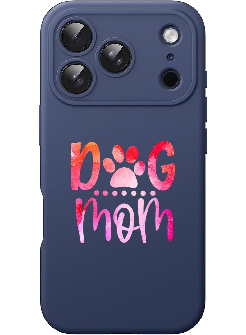 Theodor Protective Slim Fit Case Liquid Silicone Cover with Full Body Protection Anti-Scratch Shockproof Case For Apple iPhone 17 Pro (Blue) Dog mom - Image 1