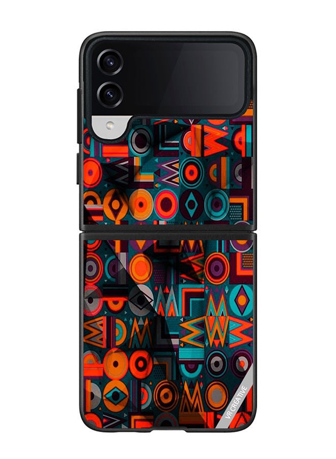 VR CREATIVE Protective Case Cover For Samsung Galaxy Z Flip4 Flower Design Multicolour - Image 1