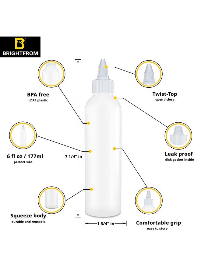 BRIGHTFROM Condiment Squeeze Bottles, 6 Oz Empty Squirt Bottle, Leak Proof - Great For Ketchup, Mustard, Syrup, Sauces, Dressing, Oil, Arts & Crafts, Bpa Free Plastic - 2 Pack (Twist Top) - Image 2