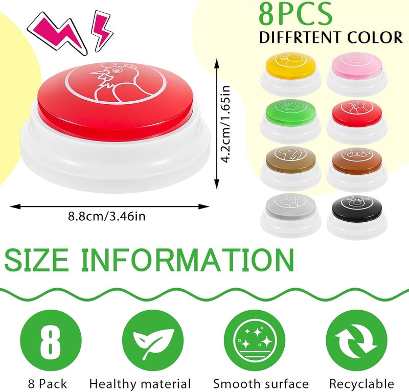 Syhood 8 Pcs Animal Answer Buzzers - Game Show Buzzer Set with Assorted Animal Sounds for Classroom and Family Trivia Nights - Image 3