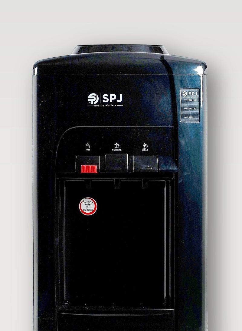 SPJ Top Loading Water Dispenser with Cabinet Tap for Hot & Cold and Normal Water, 16L Cabinet ,SS304 Tank ,Child Lock Safety , Antibacterial Material ,Floor Standing Low Noise Fast Cooling, Perfect for Home,  Shopping Malls, and Office(SILVER & Black) - Image 4
