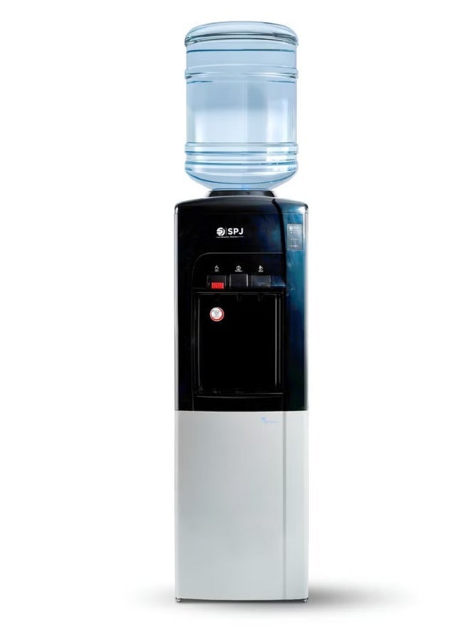 SPJ Top Loading Water Dispenser with Cabinet Tap for Hot & Cold and Normal Water, 16L Cabinet ,SS304 Tank ,Child Lock Safety , Antibacterial Material ,Floor Standing Low Noise Fast Cooling, Perfect for Home, Shopping Malls, and Office(SILVER & Black)