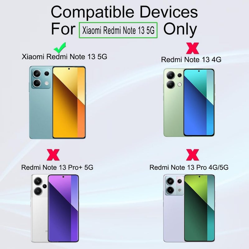 Ibywind 2 Pack Screen Protector For Xiaomi Redmi Note 13 5G 6.67",9H Hardness Tempered Glass,With 1Pc Camera Lens Protector,1Pc Back Carbon Fiber Film,Easy to install - Image 2
