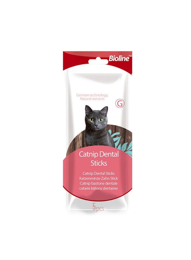 Bioline Catnip Dental Sticks Chew Treats with Natural Catnip for Dental Care & Fun For Cats 10g - Image 1