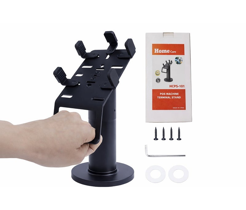 Home Care Universal Credit Card Terminal Stand for Square Terminal 7" Tall Swivel and Tilt Credit Card Readers Square Stand with Handle for Most POS Machine Screw in and Adhesive Installation Black - Image 1