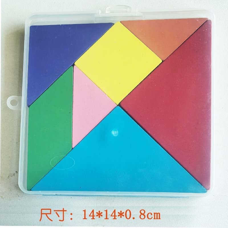 Colorful Wooden Tangram Puzzle for Kids Large plastic packaging + book-style instructions
